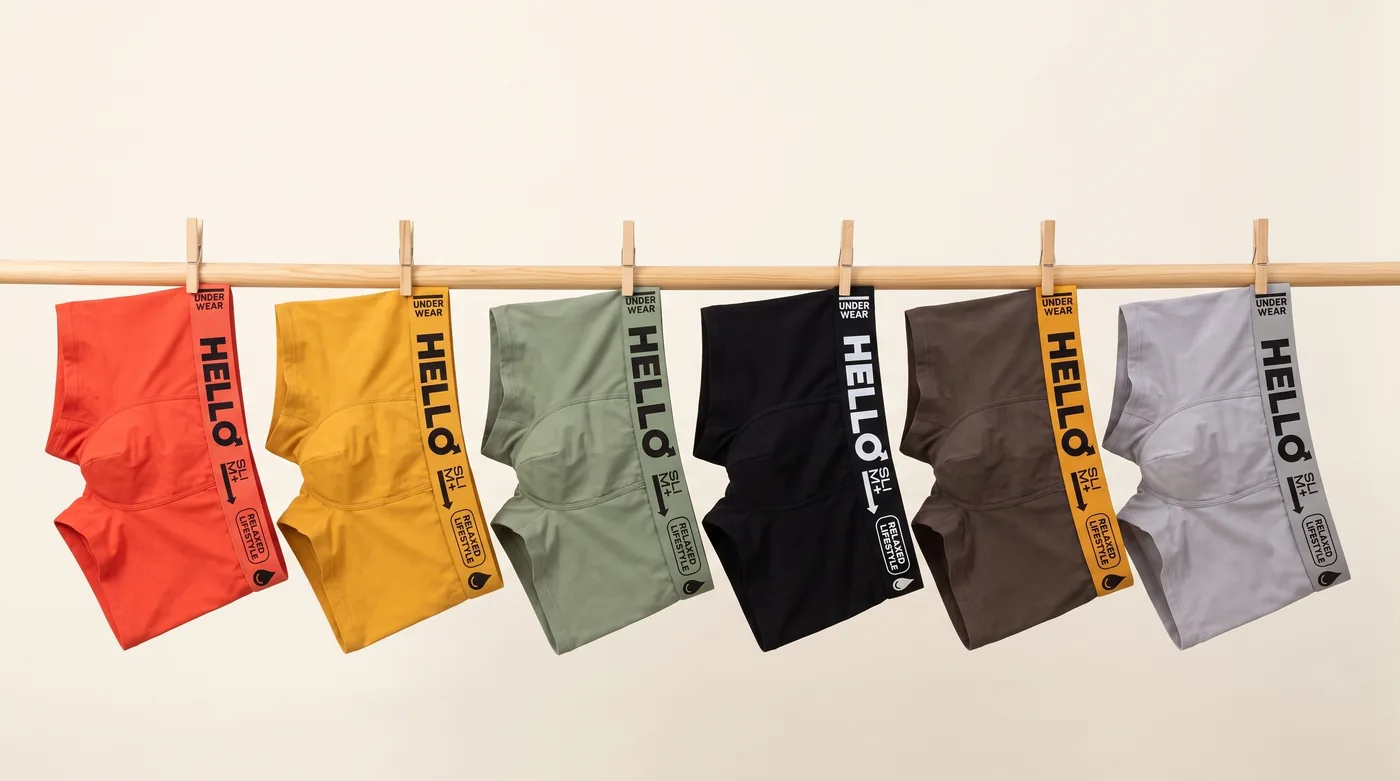 Hello Slim 6 renk boxer — ahşap askıda koleksiyon