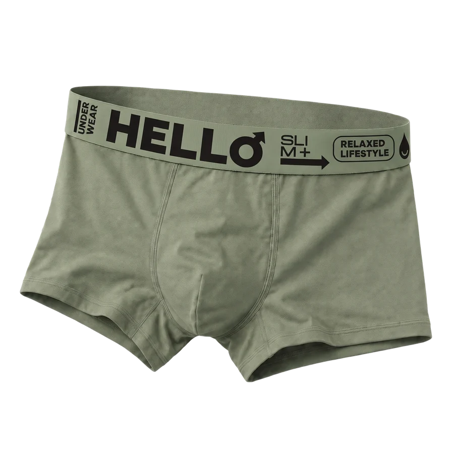 Hello Slim Adaçayı Yeşili pamuklu erkek boxer