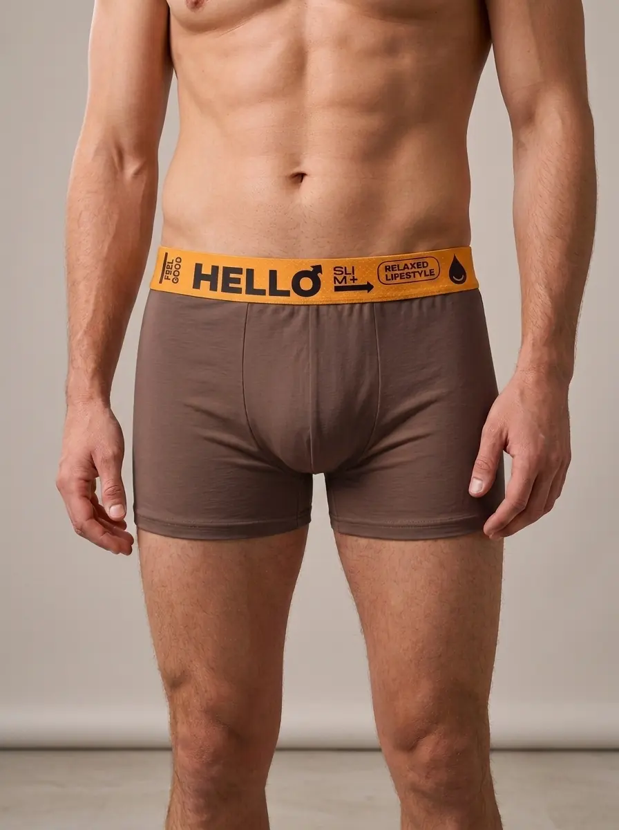 Füme kahve boxer giyen model