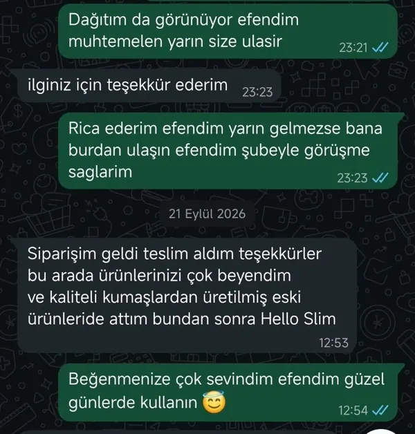 Müşteri mesajı: ürünleri çok beğendim, eski ürünlerimi attım, bundan sonra Hello Slim