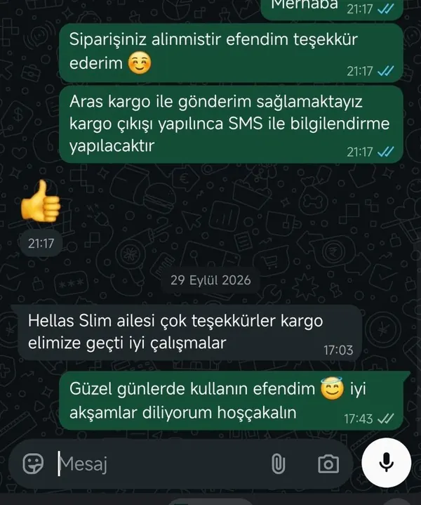 Müşteri mesajı: Hello Slim ailesi çok teşekkürler