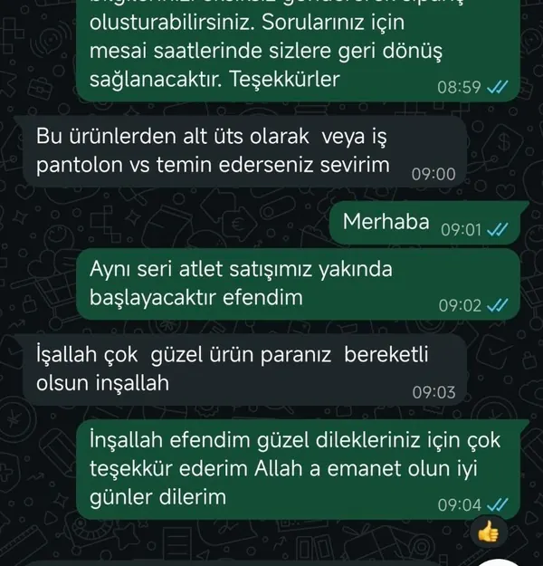 Müşteri mesajı: çok güzel ürün, paranız bereketli olsun
