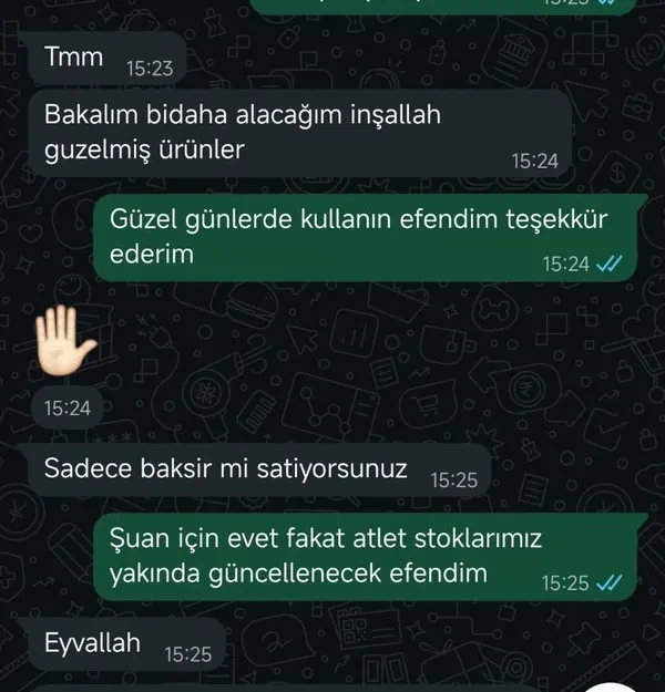 Müşteri mesajı: bakalım bir daha alacağım inşallah, güzelmiş ürünler